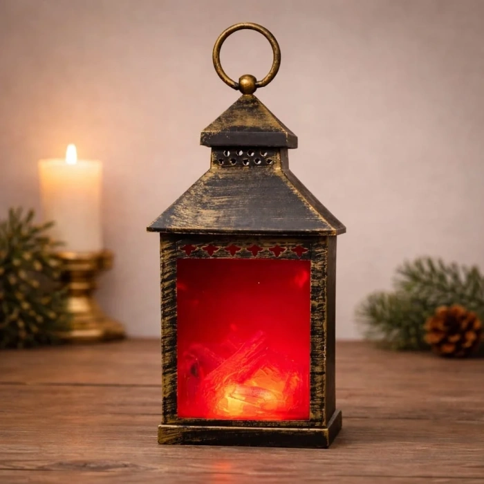 USLUCAN ALIŞVERİŞ Vintage Tasarım Şömine LED Işık