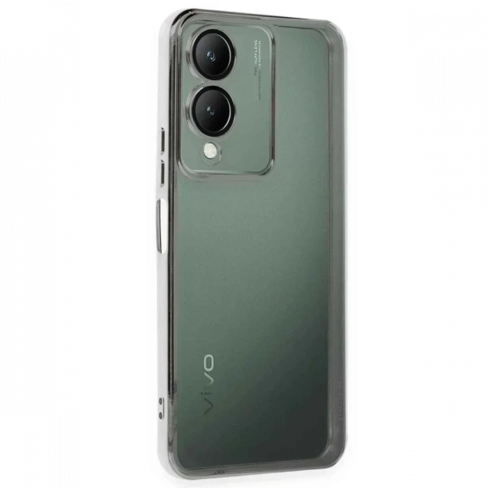 USLUCAN ALIŞVERİŞ Vivo Y17S Kılıf Lensli Silikon - Gümüş
