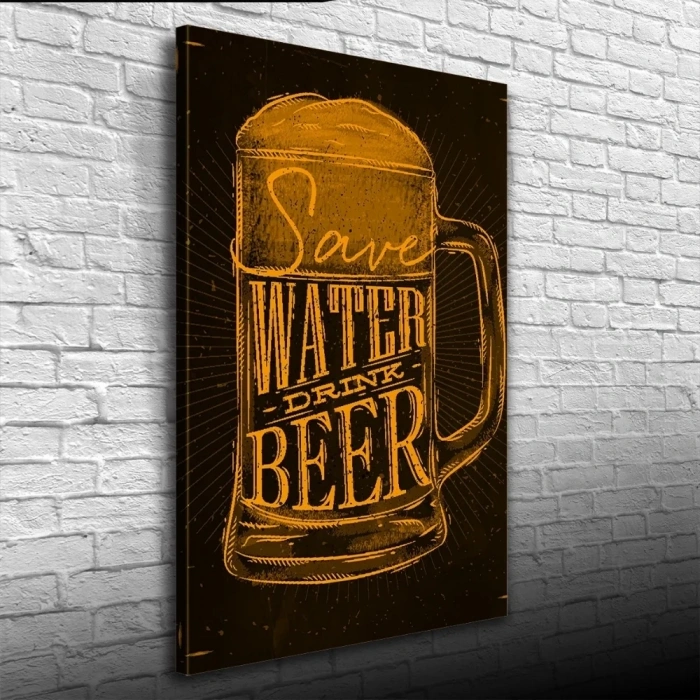 USLUCAN ALIŞVERİŞ Water Drink Sarı Siyah Poster Kanvas Tablo 50 x 70