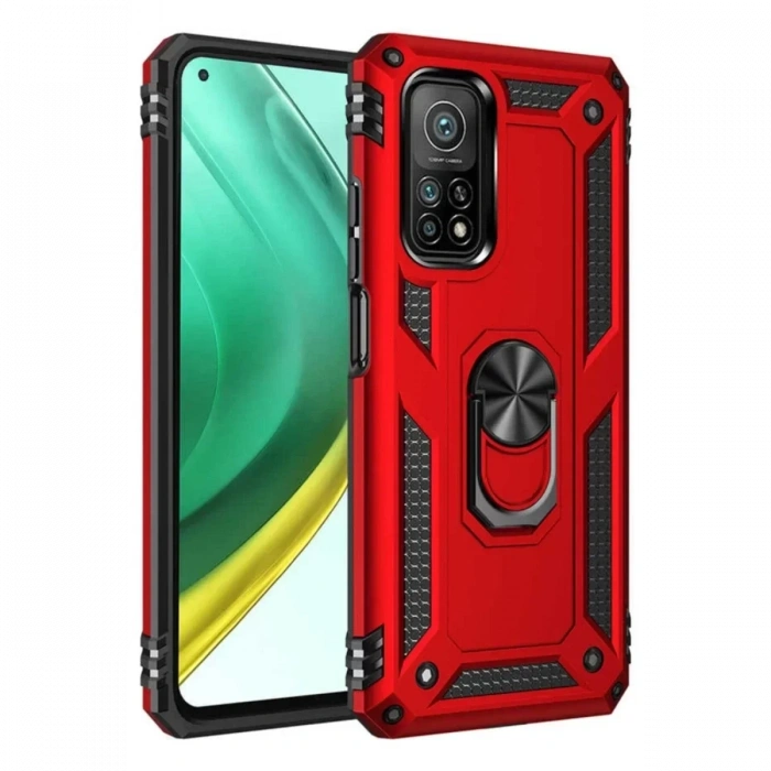 USLUCAN ALIŞVERİŞ Xiaomi Mi 10T Pro Kılıf Sofya Yüzüklü Silikon Kapak - Kırmızı