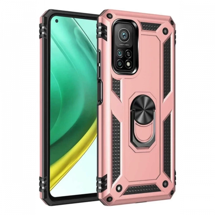 USLUCAN ALIŞVERİŞ Xiaomi Mi 10T Pro Kılıf Sofya Yüzüklü Silikon Kapak - Rose