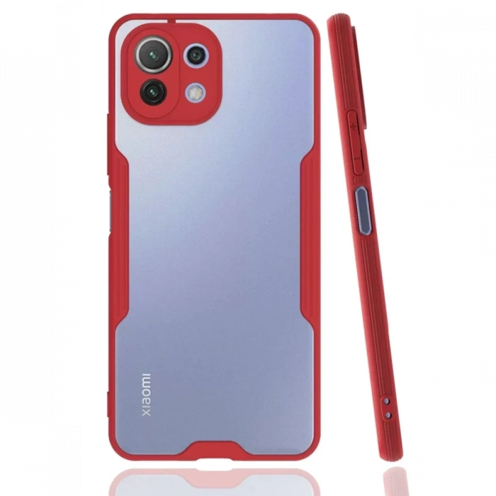 USLUCAN ALIŞVERİŞ Xiaomi Mİ 11 Lite Kılıf Platin Silikon - Kırmızı