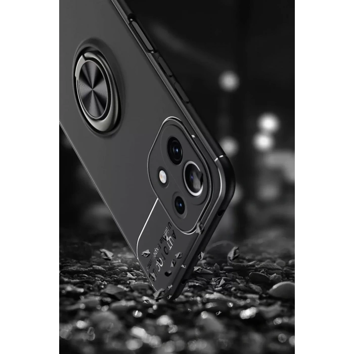 USLUCAN ALIŞVERİŞ Xiaomi Mİ 11 Lite Kılıf Range Yüzüklü Silikon - Siyah