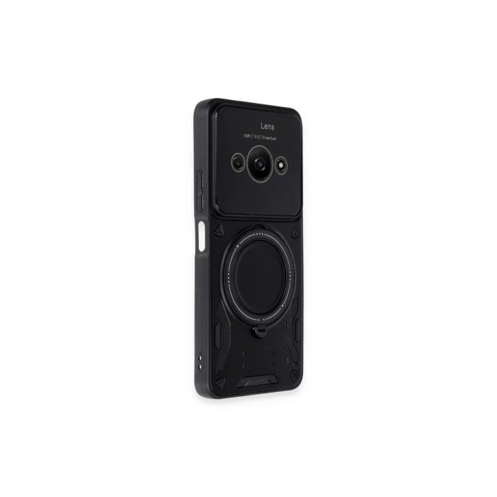 USLUCAN ALIŞVERİŞ Xiaomi Poco C61 Kılıf Joy Lens Standlı Kapak - Siyah