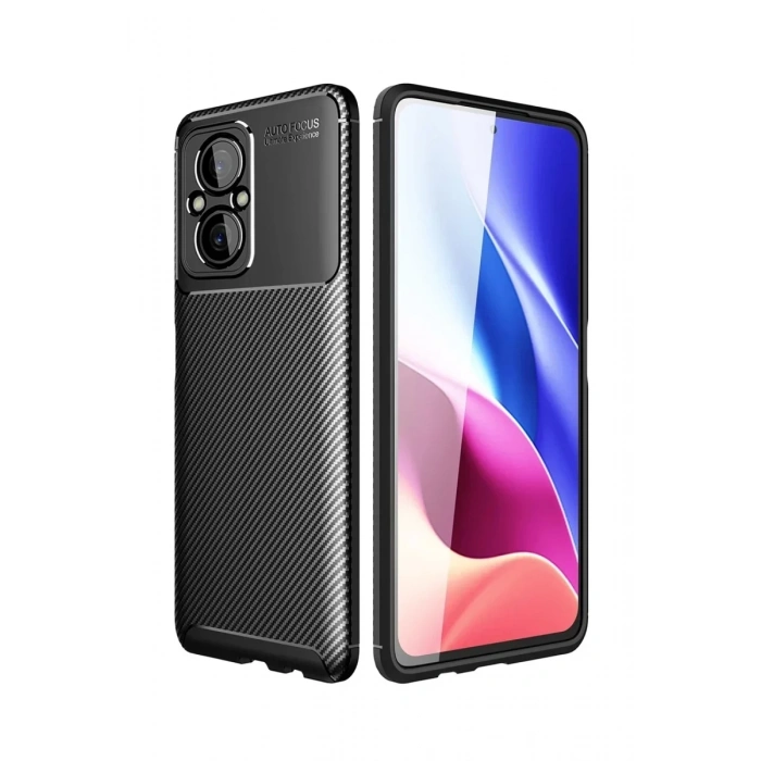 USLUCAN ALIŞVERİŞ Xiaomi Poco M5 Kılıf Auto Focus Karbon Kapak - Siyah