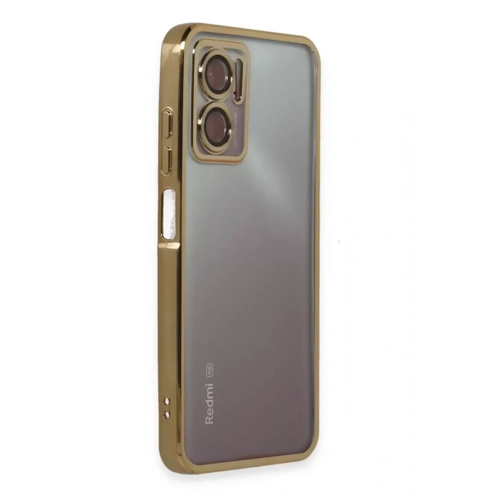 USLUCAN ALIŞVERİŞ Xiaomi Redmi 10 5G Kılıf Lensli Silikon - Gold