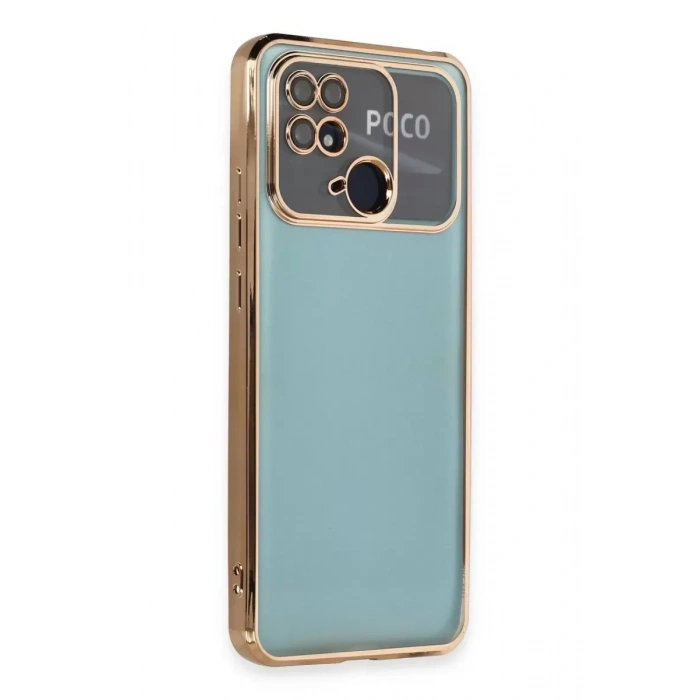 USLUCAN ALIŞVERİŞ Xiaomi Redmi 10C Kılıf Lensli Silikon - Gold