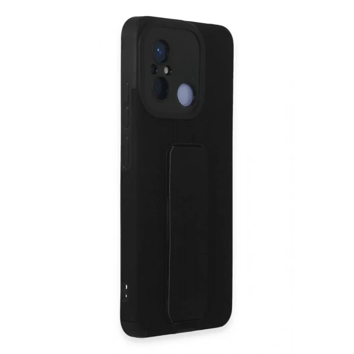 USLUCAN ALIŞVERİŞ Xiaomi Redmi 12C Kılıf Mega Standlı Silikon - Siyah