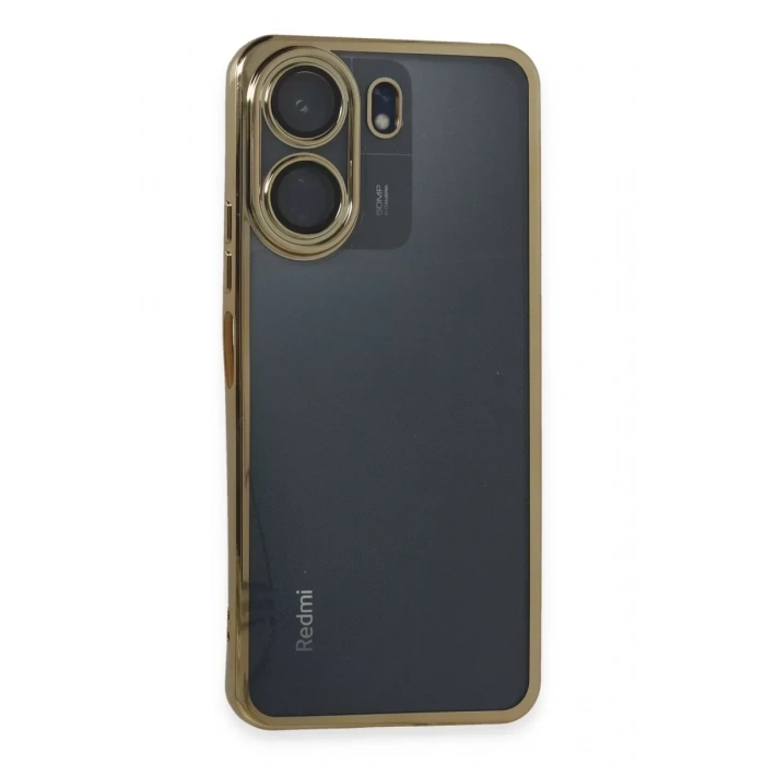 USLUCAN ALIŞVERİŞ Xiaomi Redmi 13C Kılıf Lensli Silikon - Gold