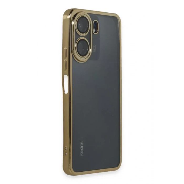 USLUCAN ALIŞVERİŞ Xiaomi Redmi 13C Kılıf Lensli Silikon - Gold