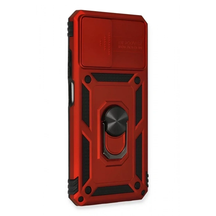 USLUCAN ALIŞVERİŞ Xiaomi Redmi Note 10 Kılıf Pars Lens Yüzüklü Silikon - Kırmızı