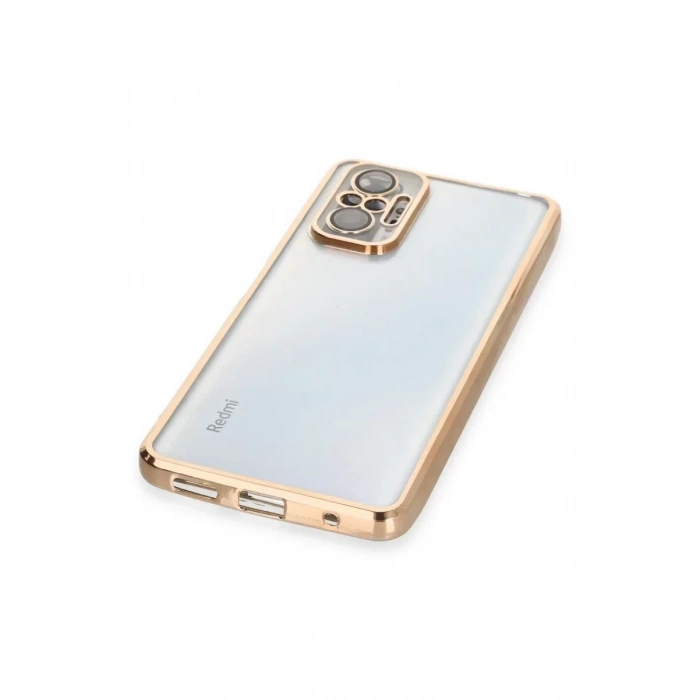 USLUCAN ALIŞVERİŞ Xiaomi Redmi Note 10 Pro Kılıf Lensli Silikon - Gold