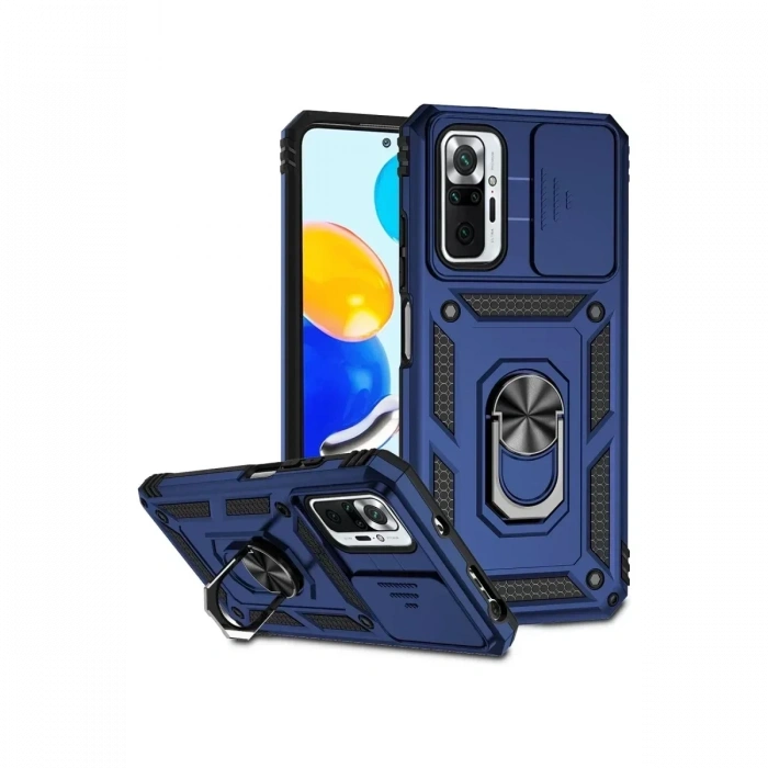 USLUCAN ALIŞVERİŞ Xiaomi Redmi Note 10 Pro Kılıf Pars Lens Yüzüklü Silikon - Lacivert