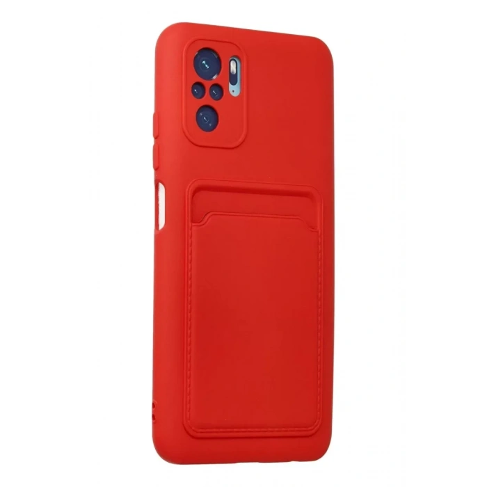 USLUCAN ALIŞVERİŞ Xiaomi Redmi Note 10S Kılıf Kelvin Kartvizitli Silikon - Kırmızı