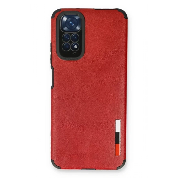 USLUCAN ALIŞVERİŞ Xiaomi Redmi Note 11 Kılıf Loop Deri Silikon - Kırmızı