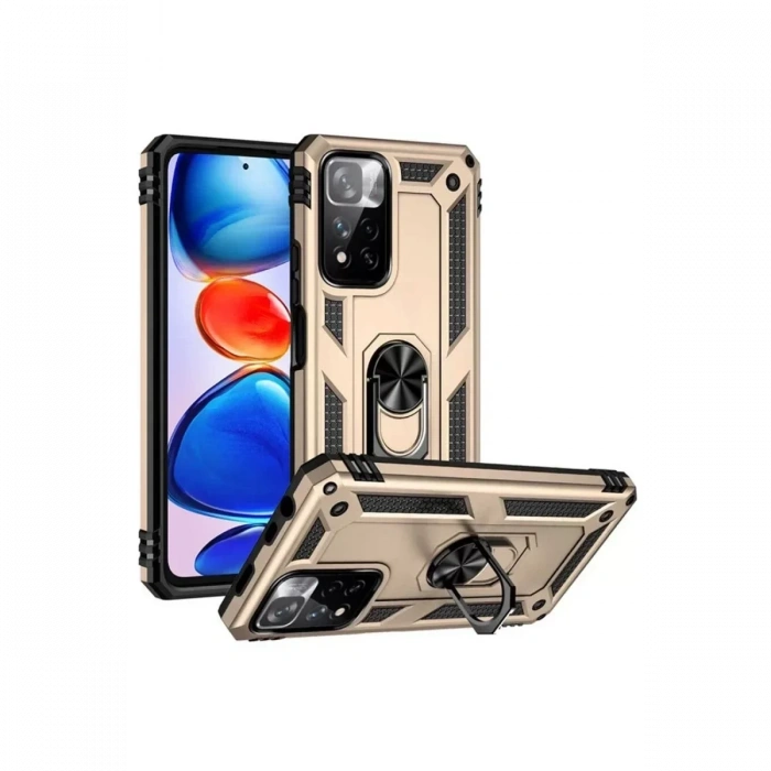 USLUCAN ALIŞVERİŞ Xiaomi Redmi Note 11 Pro Plus 5G Kılıf Sofya Yüzüklü Silikon Kapak - Gold
