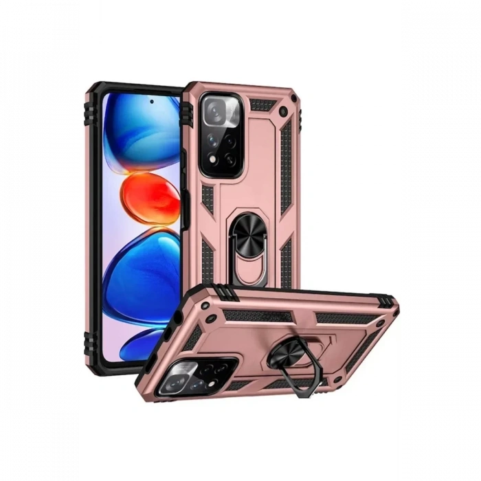 USLUCAN ALIŞVERİŞ Xiaomi Redmi Note 11 Pro Plus 5G Kılıf Sofya Yüzüklü Silikon Kapak - Rose