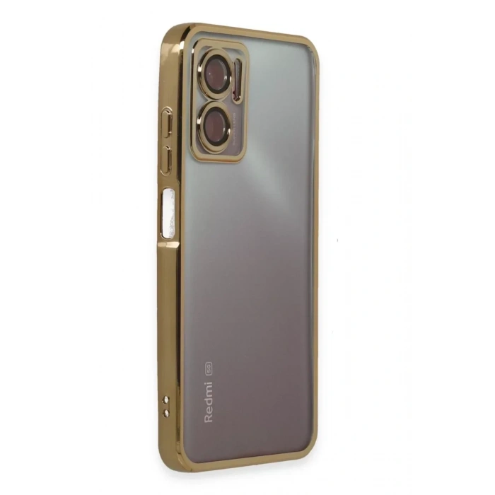 USLUCAN ALIŞVERİŞ Xiaomi Redmi Note 11E Kılıf Lensli Silikon - Gold