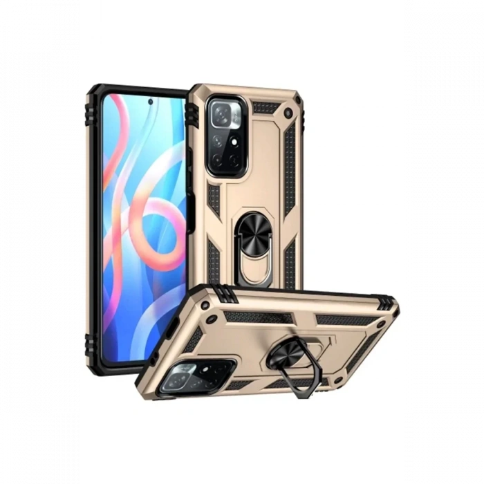 USLUCAN ALIŞVERİŞ Xiaomi Redmi Note 11T Kılıf Sofya Yüzüklü Silikon Kapak - Gold