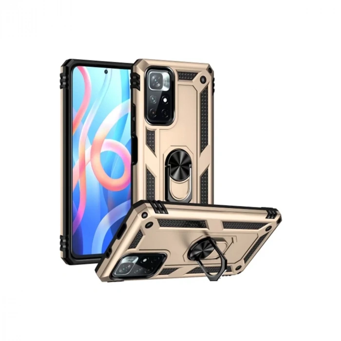 USLUCAN ALIŞVERİŞ Xiaomi Redmi Note 11T Kılıf Sofya Yüzüklü Silikon Kapak - Gold