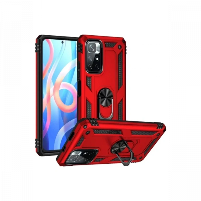 USLUCAN ALIŞVERİŞ Xiaomi Redmi Note 11T Kılıf Sofya Yüzüklü Silikon Kapak - Kırmızı