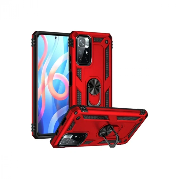 USLUCAN ALIŞVERİŞ Xiaomi Redmi Note 11T Kılıf Sofya Yüzüklü Silikon Kapak - Kırmızı