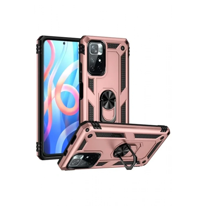 USLUCAN ALIŞVERİŞ Xiaomi Redmi Note 11T Kılıf Sofya Yüzüklü Silikon Kapak - Rose