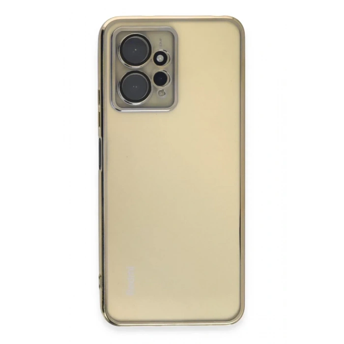USLUCAN ALIŞVERİŞ Xiaomi Redmi Note 12 4G Kılıf Lensli Silikon - Gold