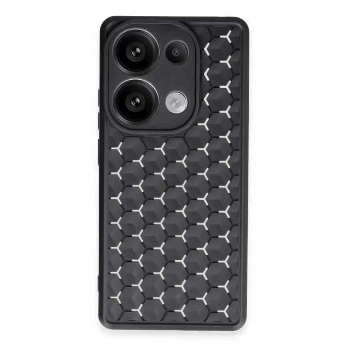USLUCAN ALIŞVERİŞ Xiaomi Redmi Note 13 Pro 4G Kılıf Petek Silikon Kapak - Siyah