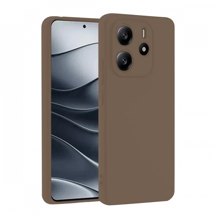 USLUCAN ALIŞVERİŞ Xiaomi Redmi Note 14 4G Kılıf First Silikon - Kahverengi