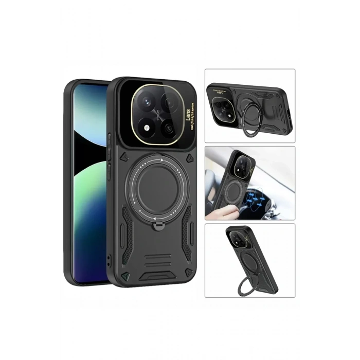 USLUCAN ALIŞVERİŞ Xiaomi Redmi Note 14 Pro 5G Kılıf Joy Lens Standlı Kapak - Mor