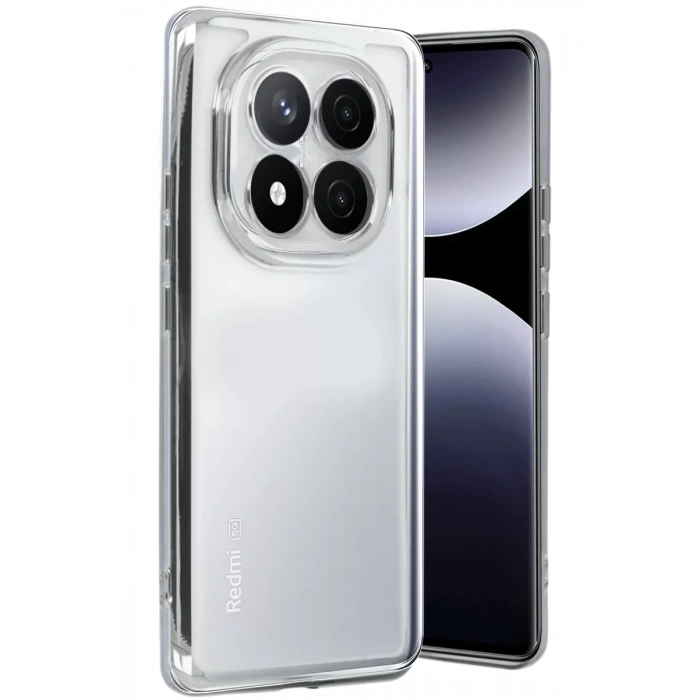USLUCAN ALIŞVERİŞ Xiaomi Redmi Note 14 Pro Plus Kılıf Lensli Silikon - Gümüş
