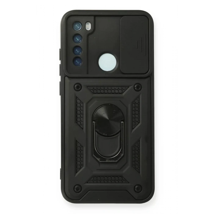 USLUCAN ALIŞVERİŞ Xiaomi Redmi Note 8 Kılıf Pars Lens Yüzüklü Silikon - Siyah
