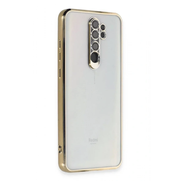USLUCAN ALIŞVERİŞ Xiaomi Redmi Note 8 Pro Kılıf Lensli Silikon - Gold