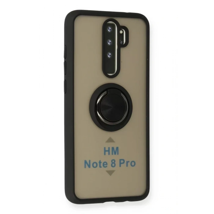 USLUCAN ALIŞVERİŞ Xiaomi Redmi Note 8 Pro Kılıf Montreal Yüzüklü Silikon Kapak - Siyah