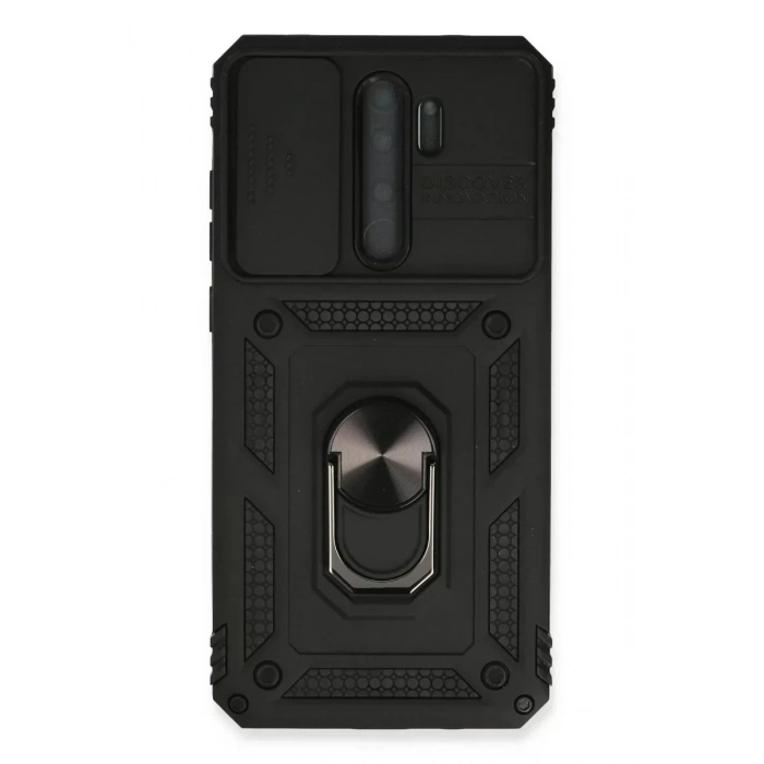 USLUCAN ALIŞVERİŞ Xiaomi Redmi Note 8 Pro Kılıf Pars Lens Yüzüklü Silikon - Siyah