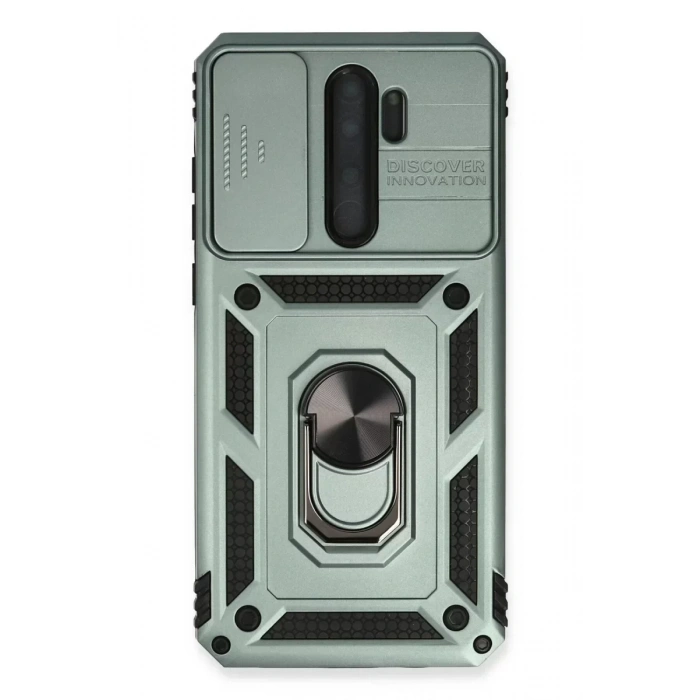 USLUCAN ALIŞVERİŞ Xiaomi Redmi Note 8 Pro Kılıf Pars Lens Yüzüklü Silikon - Yeşil