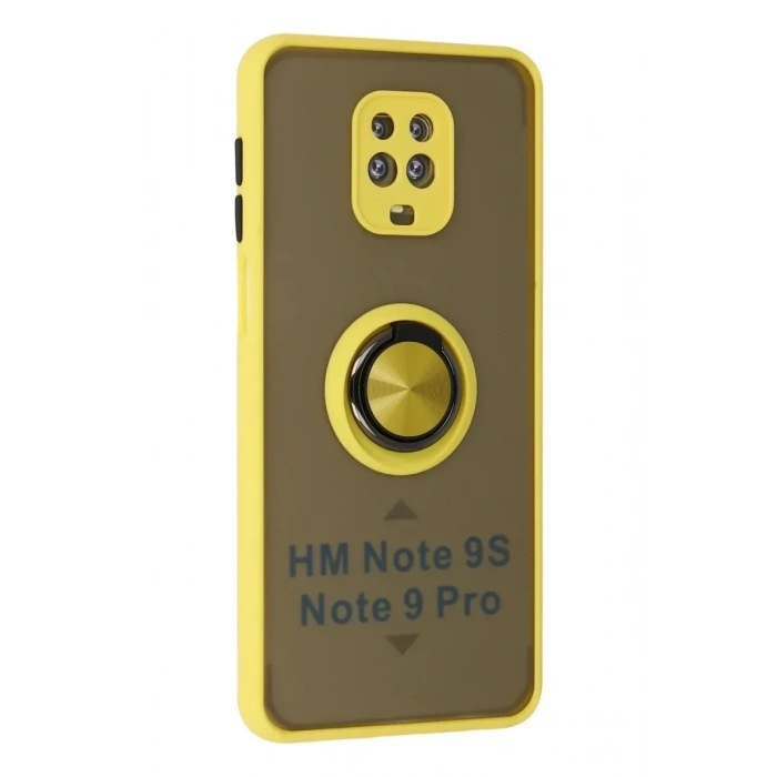 USLUCAN ALIŞVERİŞ Xiaomi Redmi Note 9 Pro Kılıf Montreal Yüzüklü Silikon Kapak - Sarı