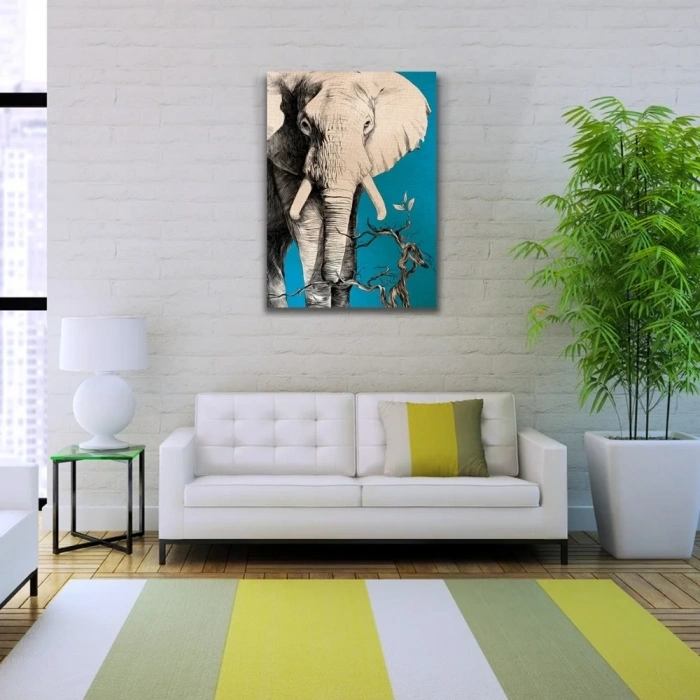 USLUCAN ALIŞVERİŞ Yalnız Fil Kanvas Tablo 50 x 70