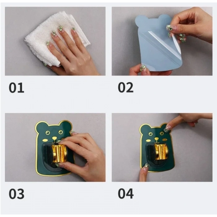 USLUCAN ALIŞVERİŞ Yapışkanlı Hayvan Figürlü Hareketli Duş Başlığı Tutucu