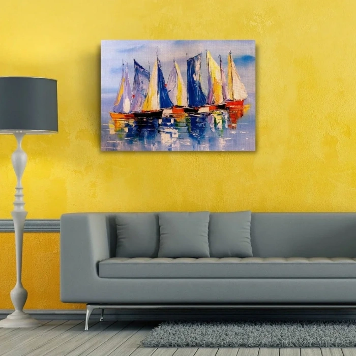 USLUCAN ALIŞVERİŞ Yelkenliler Yağlıboya Kanvas Tablo 50 x 70