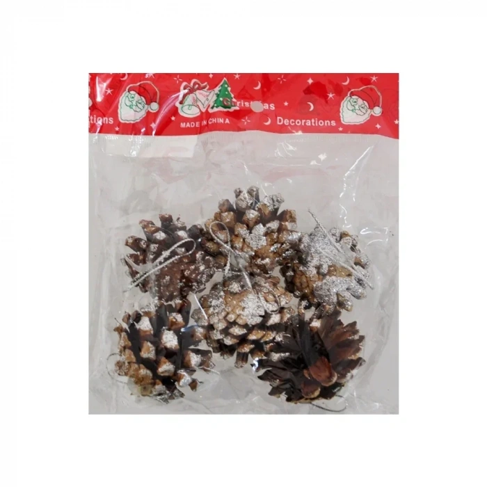 USLUCAN ALIŞVERİŞ Yılbaşı Ağaç Süsü Kozalak 6lı - 4cm -