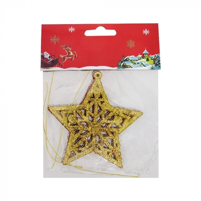 USLUCAN ALIŞVERİŞ Yılbaşı Ağaç Süsü Simli 3lü Yıldız Figürü