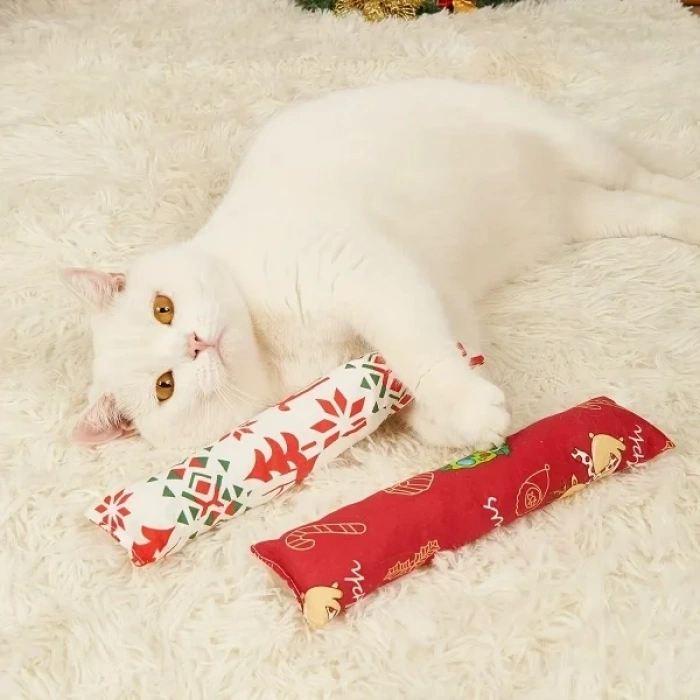 USLUCAN ALIŞVERİŞ Yılbaşı Konseptli Hışırtılı Bez Kedi Oyuncağı