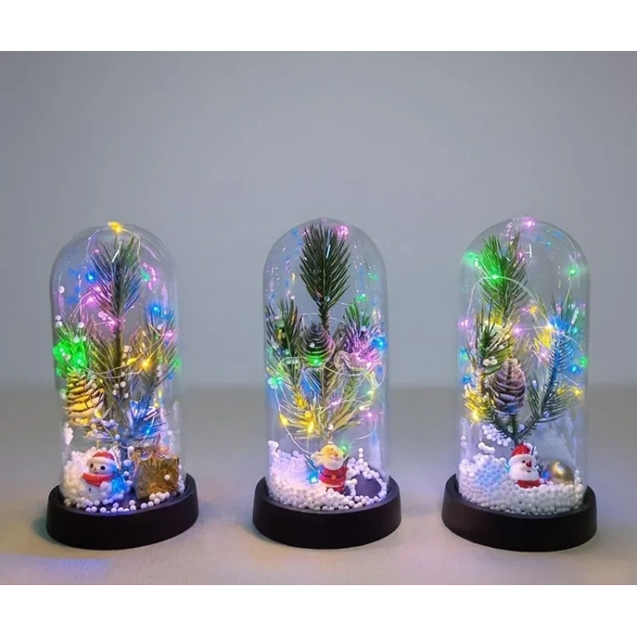 USLUCAN ALIŞVERİŞ Yılbaşı Temalı Işıklı Dekoratif Cam Fanus - Model 9