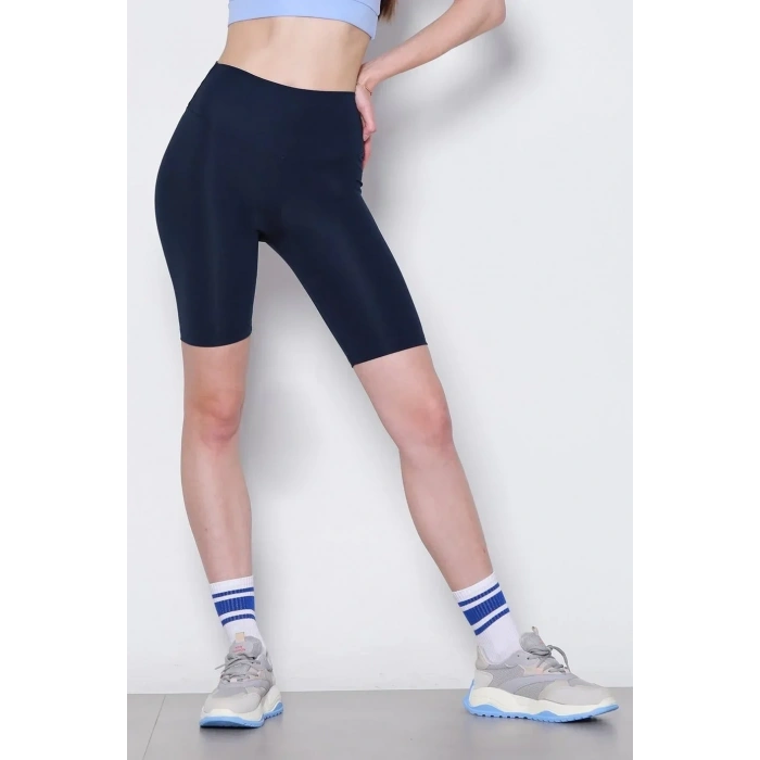 USLUCAN ALIŞVERİŞ Yüksek Bel Toparlıyıcılı Micro Dalgıç Kısa Biker Şort Tayt