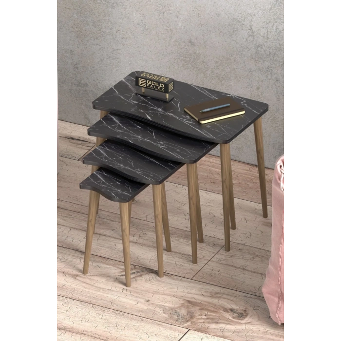 USLUCAN ALIŞVERİŞ Zigon Sehpa Ahşap 4lü Bendir KR