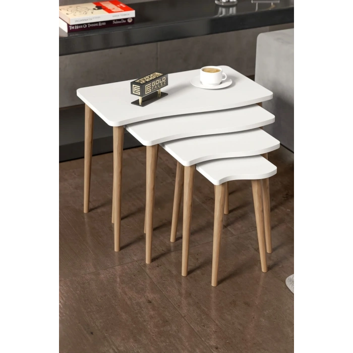 USLUCAN ALIŞVERİŞ Zigon Sehpa Ahşap 4lü Beyaz KR