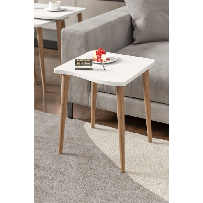 USLUCAN ALIŞVERİŞ Zigon Sehpa Ahşap 4lü Beyaz KR