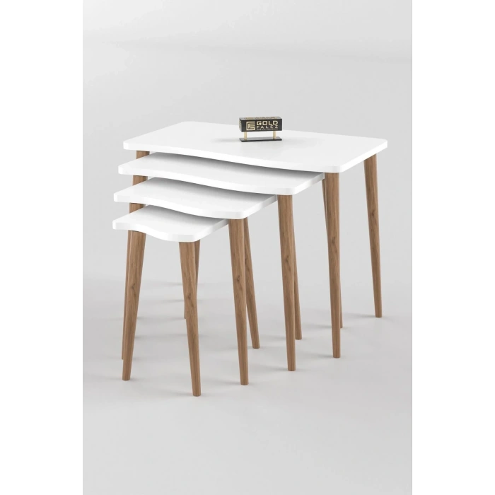 USLUCAN ALIŞVERİŞ Zigon Sehpa Ahşap 4lü Beyaz KR